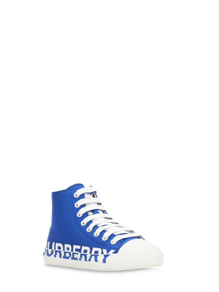 商品Burberry|Logo Print Cotton Lace-up High Sneakers,价格¥2164,第4张图片详细描述