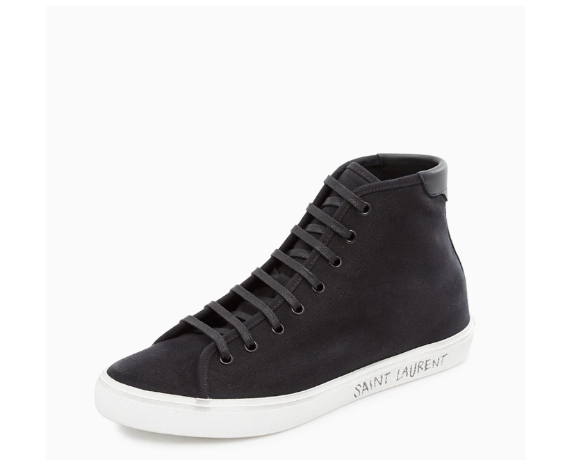 商品[国内直发] Yves Saint Laurent|YSL 黑色高帮男士帆布鞋 606075-GUZ20-1000,价格¥2020,第1张图片