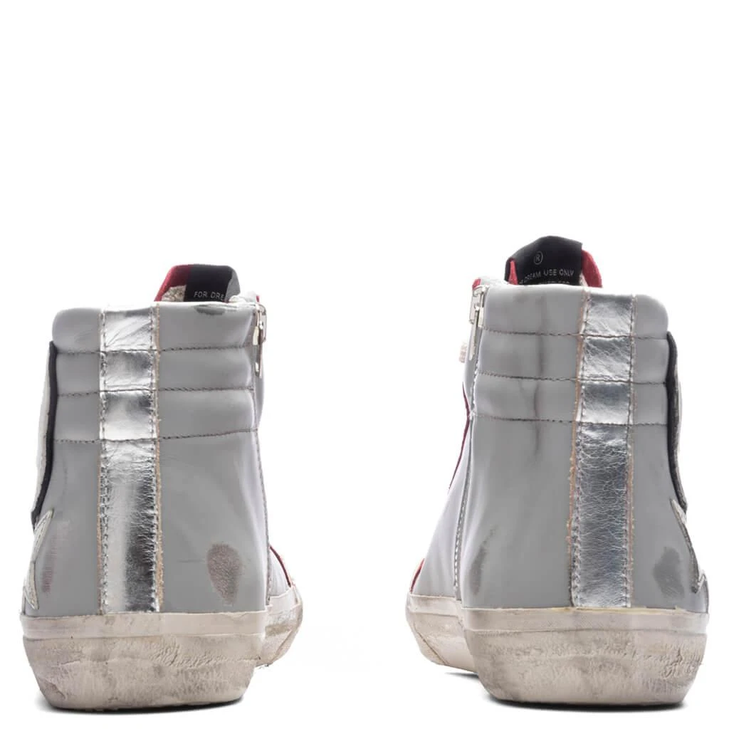 商品Golden Goose|Slide Leather Sneakers - Grey/Dark Red/White/Silver,价格¥4374,第4张图片详细描述
