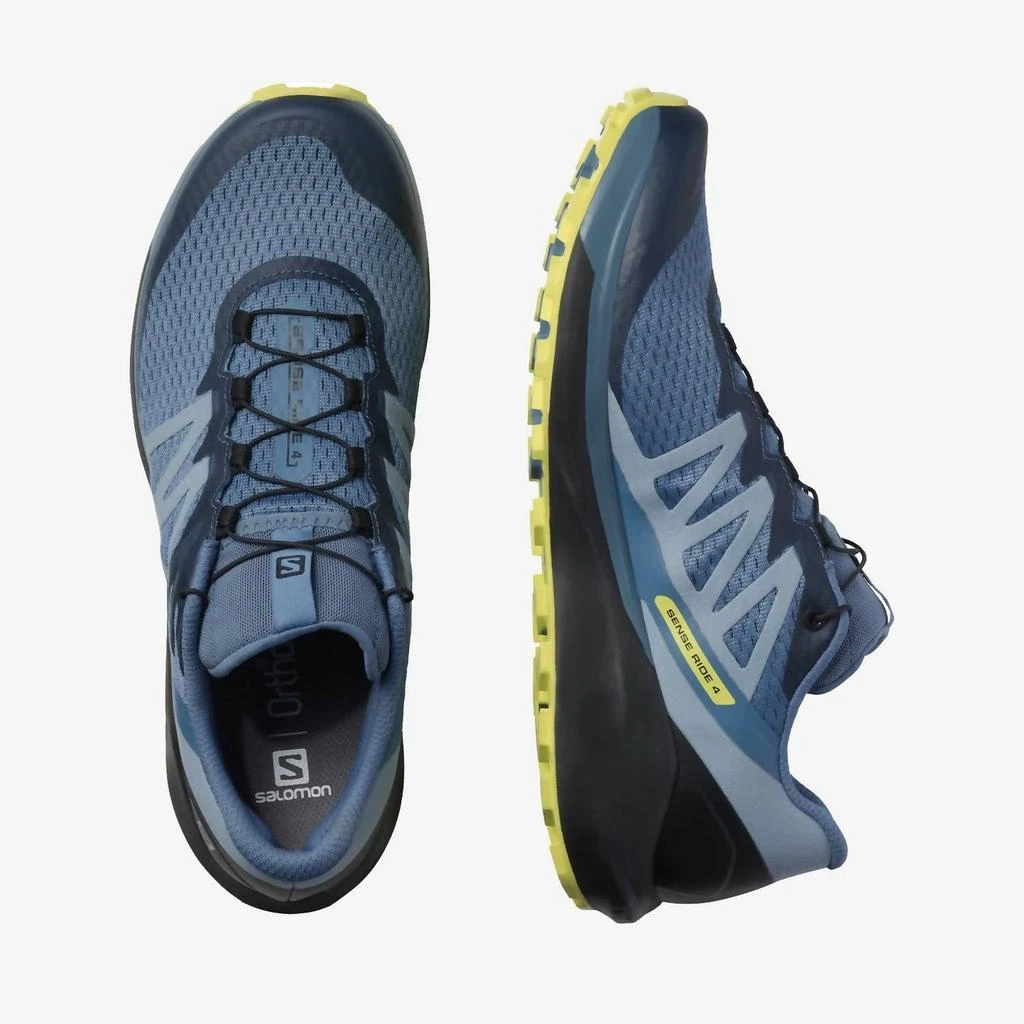 商品Salomon|Men's Sense Ride 4 Trail Running Shoe - Medium/d Width In Copen Blue/black/evening Primrose,价格¥716,第3张图片详细描述