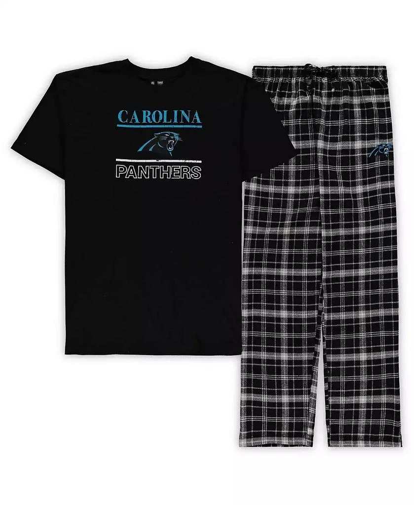 商品Concepts Sport|Men's Black Carolina Panthers Big and Tall Lodge T-shirt and Pants Sleep Set,价格¥410,第1张图片