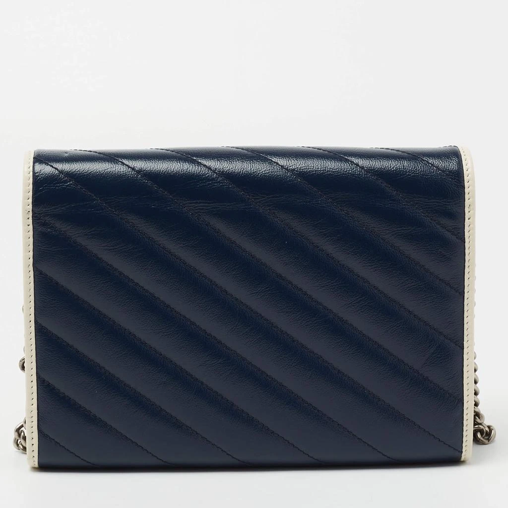 商品[二手商品] Gucci|Gucci Navy Blue/White Diagonal Quilt Leather GG Marmont Torchon Wallet on Chain,价格¥7789,第4张图片详细描述