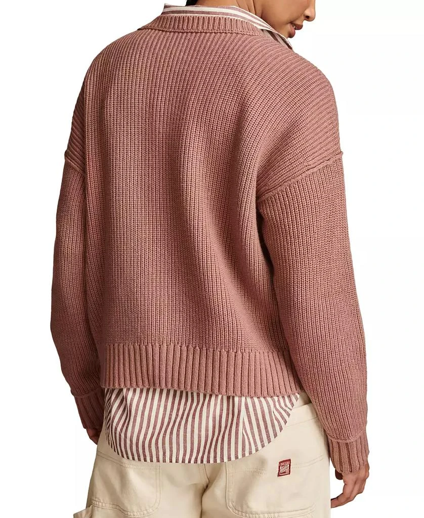 Women's Striped Notched-Neck Sweater 商品