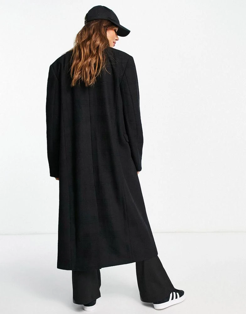 商品Topshop|Topshop self check double breasted long coat in black,价格¥533,第2张图片详细描述