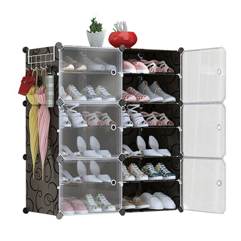 商品Fresh Fab Finds|6-Tier 2-Row Shoe Rack Organizer Stackable Free Standing Shoe Storage Shelf Plastic Shoe Cabinet Tower,价格¥658,第1张图片