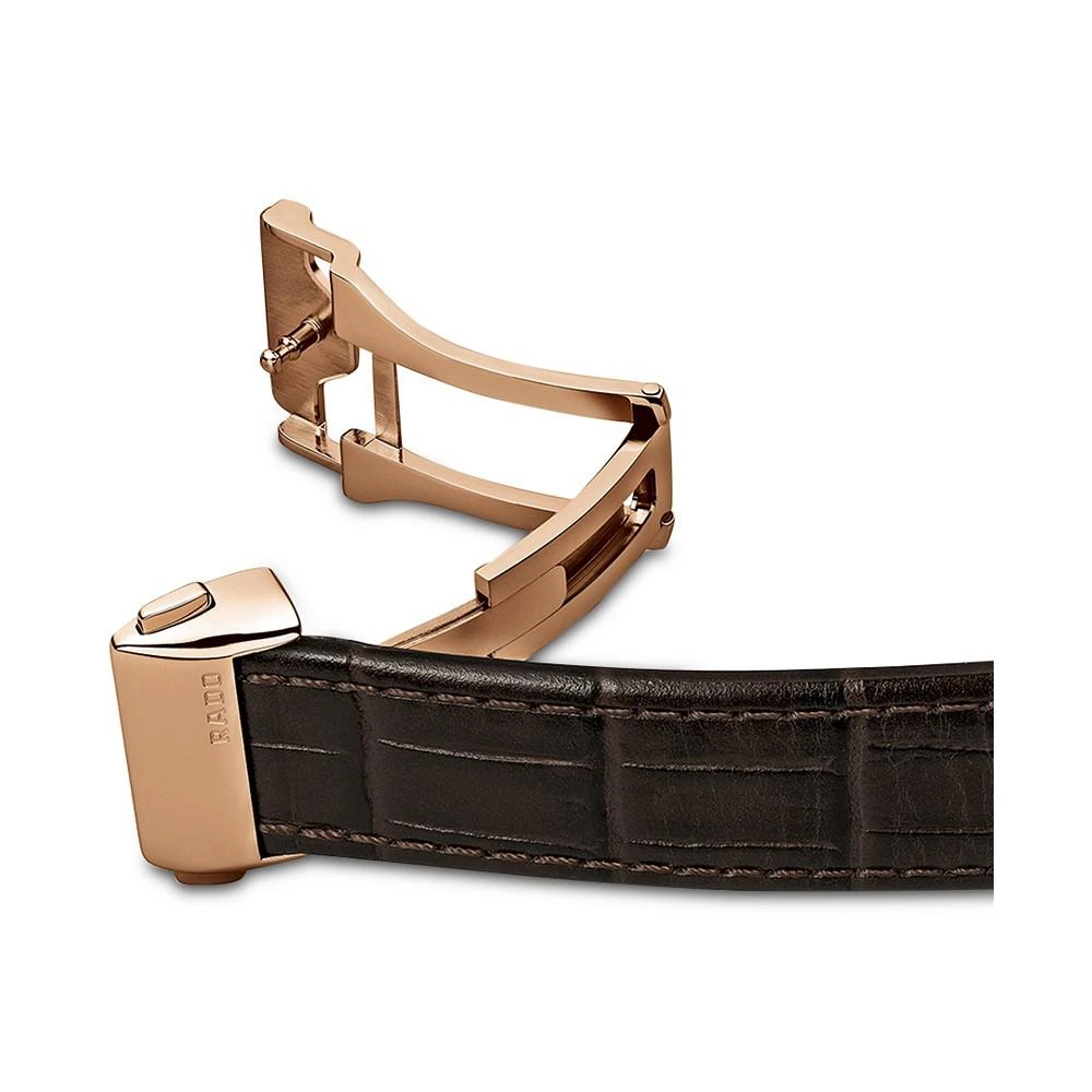 商品Rado|Women's Swiss Automatic Coupole Classic Diamond Accent Dark Brown Leather Strap Watch 32mm R22865765,价格¥12967,第5张图片详细描述