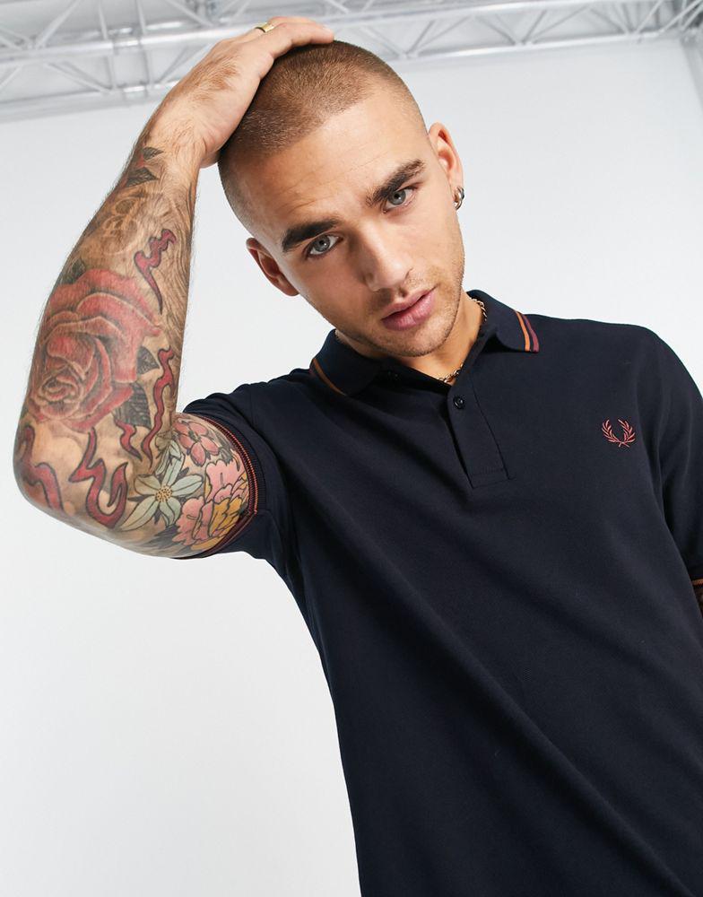 Fred Perry twin tipped polo shirt in navy商品第1张图片规格展示