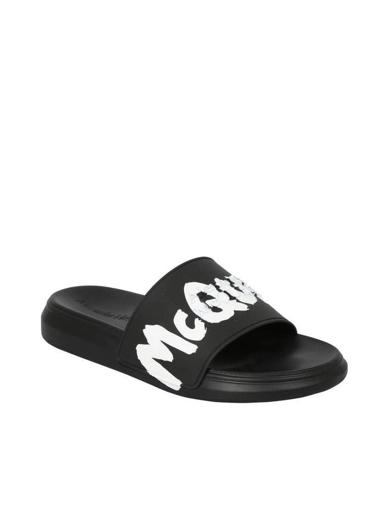 商品Alexander McQueen|Black Slide Sandals By Alexander Mcqueen; Feature The Iconic Logo In The Strap, Practical And Functional Design,价格¥1917,第2张图片详细描述