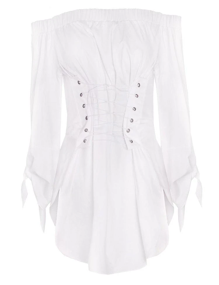 商品Pixie Market|Corset TIe White Off The Shoulder Top,价格¥379,第5张图片详细描述