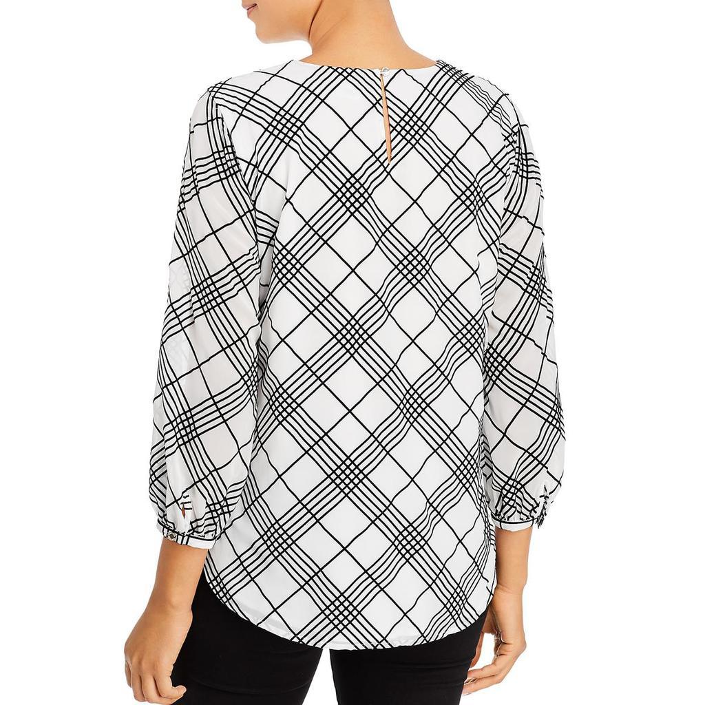 商品Calvin Klein|Calvin Klein Womens Plaid Pin Hole Pullover Top,价格¥189,第4张图片详细描述