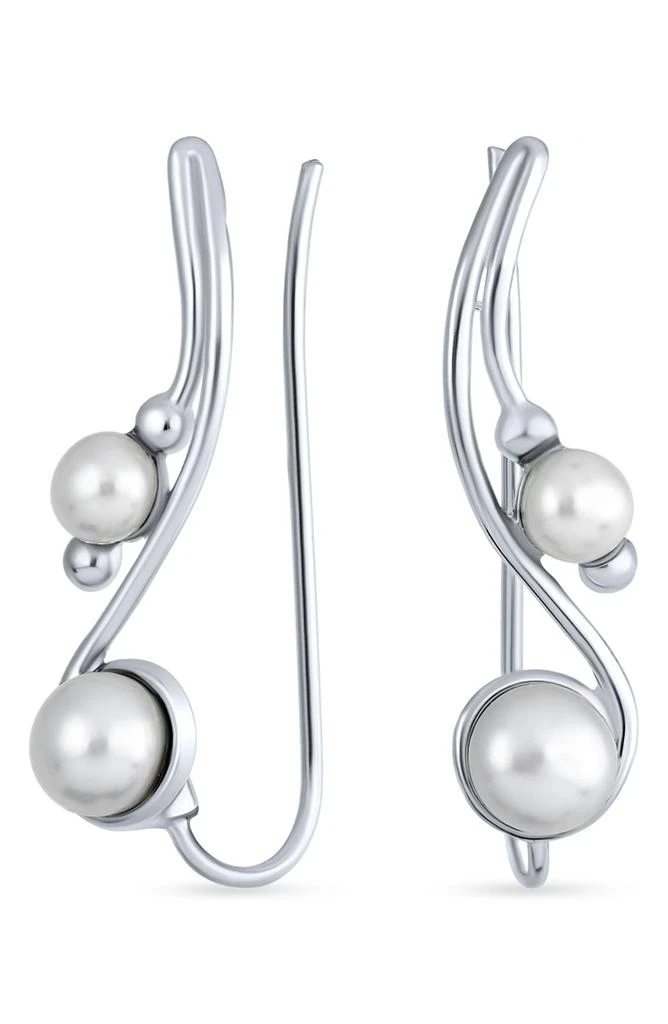 商品BLING JEWELRY|Sterling Silver & Freshwater 5-5.5mm Pearl Ear Climbers,价格¥272,第2张图片详细描述