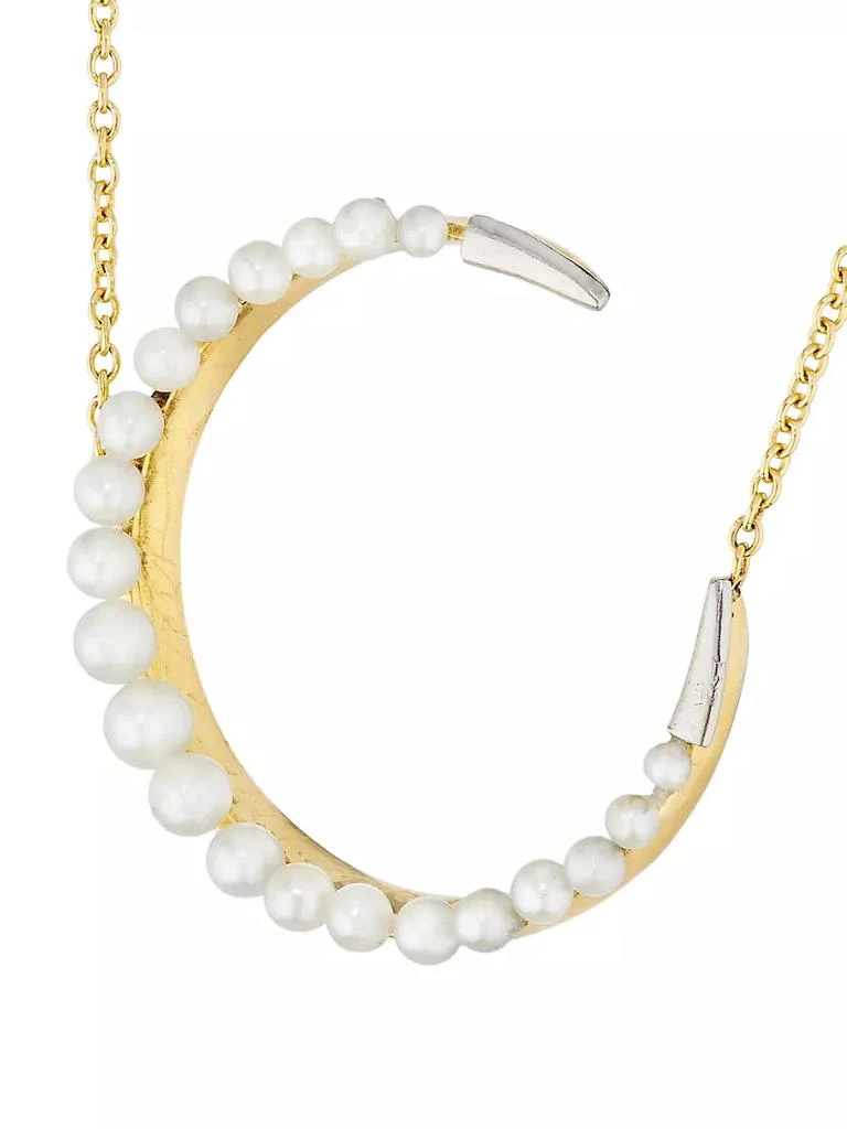 商品Renee Lewis|18K Yellow Gold, Natural Pearl &amp; 0.2 TCW Diamond Crescent Moon Pendant Necklace,价格¥59101,第3张图片详细描述