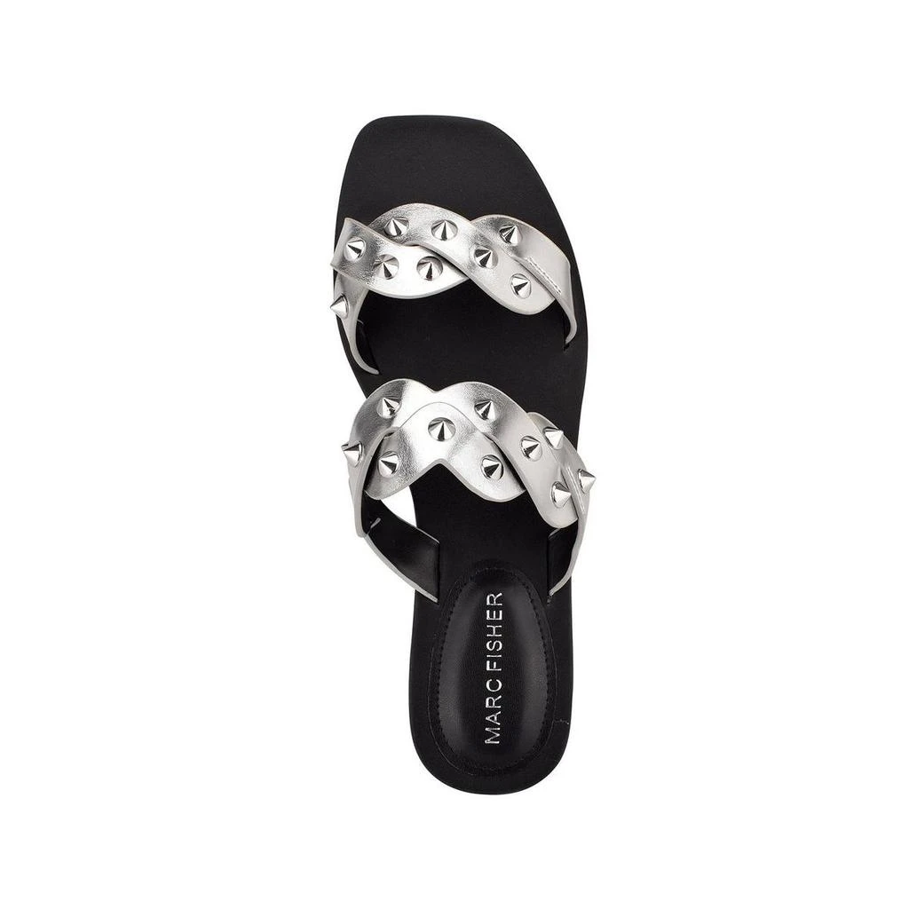 Marc Fisher Womens Bodil Faux Leather Metallic Slide Sandals 商品