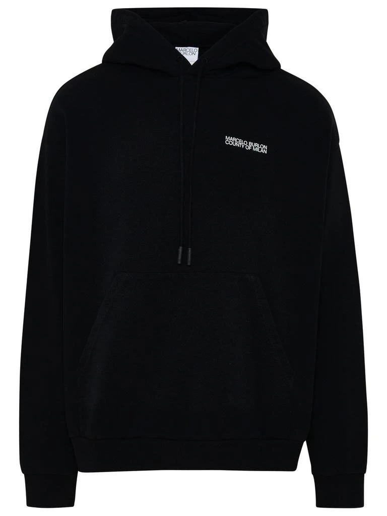 商品Marcelo Burlon|Marcelo Burlon County Of Milan Logo Printed Drawstring Hoodie,价格¥1500,第1张图片