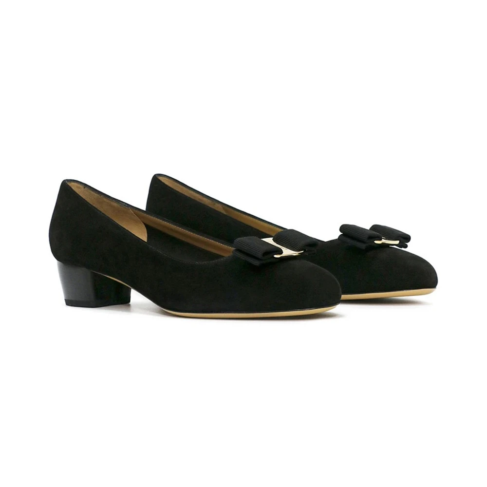 SALVATORE FERRAGAMO 女士黑色绒面革高跟鞋 0581488 商品