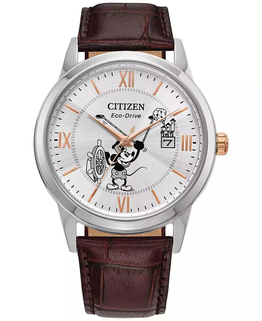 商品Citizen|Eco-Drive Men's Steamboat Willie 1928 Brown Leather Strap Watch 40mm,价格¥2056,第1张图片