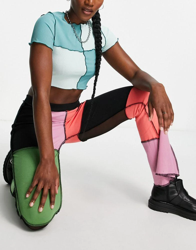 商品The Ragged Priest|The Ragged Priest high waisted flares in patchwork rib,价格¥235,第4张图片详细描述