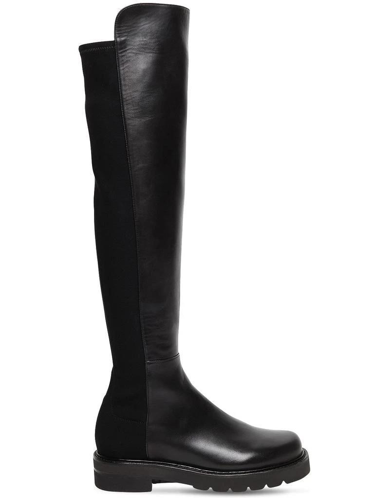 商品Stuart Weitzman|30mm 5050 Lift Leather & Gabardine Boots,价格¥5561,第1张图片
