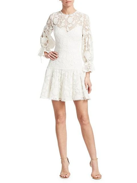 商品Monique Lhuillier|Floral Lace &amp; Mesh Cocktail Dress,价格¥3717,第3张图片详细描述