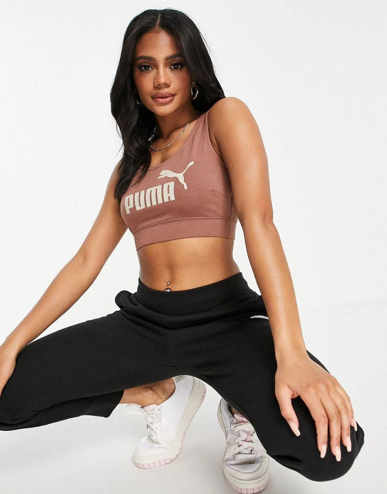 商品Puma|Puma Essentials logo bralette in brown,价格¥86,第3张图片详细描述