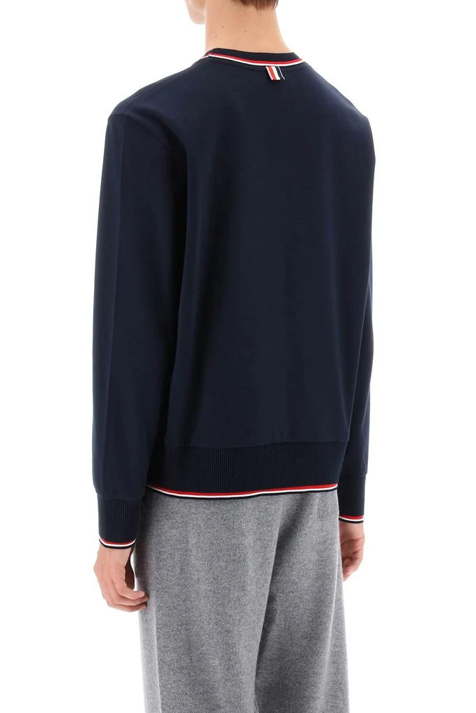 商品Thom Browne|Thom browne cotton sweater with rwb stripe trims,价格¥2740,第3张图片详细描述