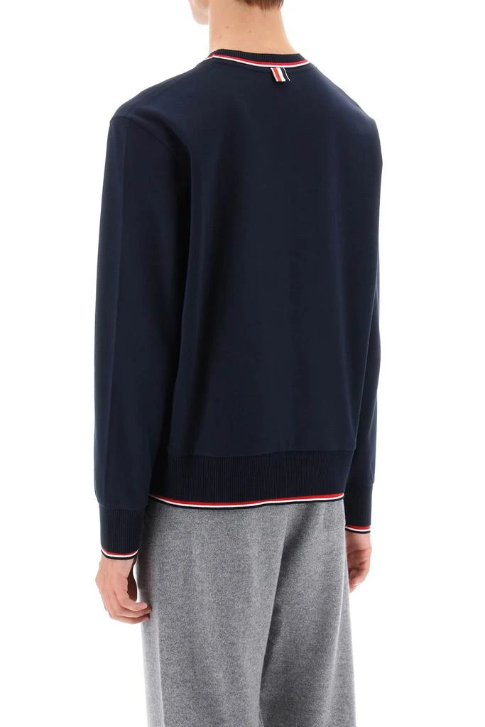 商品Thom Browne|Thom browne cotton sweater with rwb stripe trims,价格¥2530,第3张图片详细描述