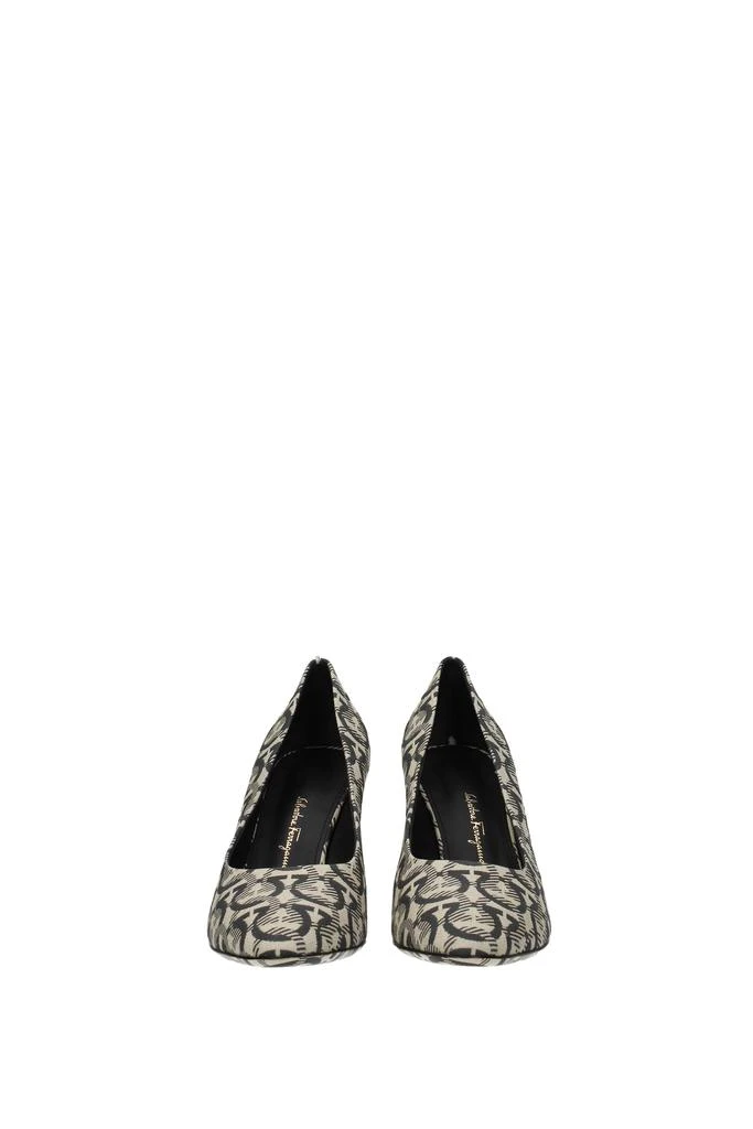 商品Salvatore Ferragamo|Pumps Fabric Beige Black,价格¥2251,第3张图片详细描述