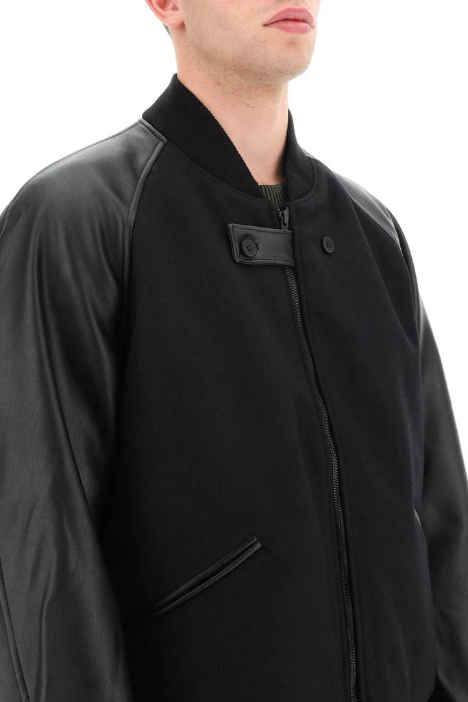 商品Y-3|PADDED WOOL BLEND AND FAUX LEATHER BOMBER JACKET,价格¥2486,第5张图片详细描述