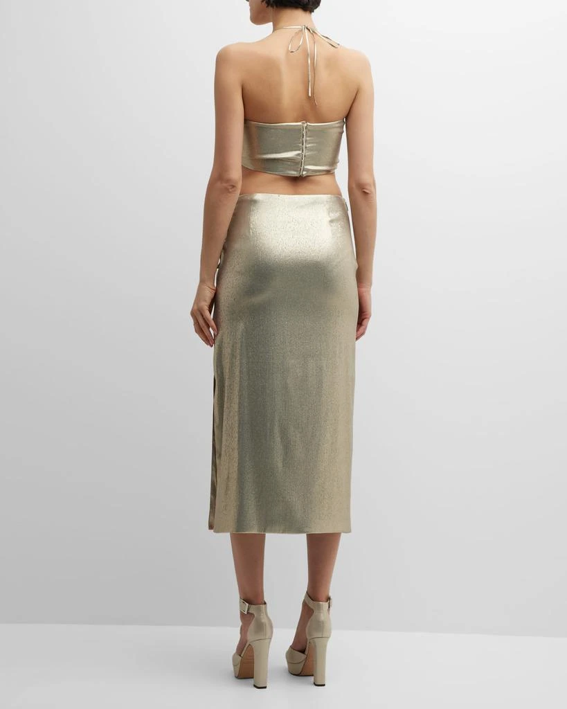 商品Adriana Iglesias|Ale Metallic Lace-Up Side-Slit Midi Skirt,价格¥1301,第4张图片详细描述
