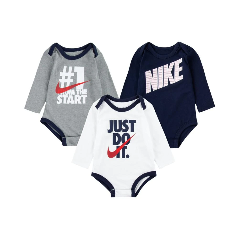 商品NIKE|Baby Boys Long Sleeve Bodysuit Set, 3 Pack,价格¥263,第1张图片