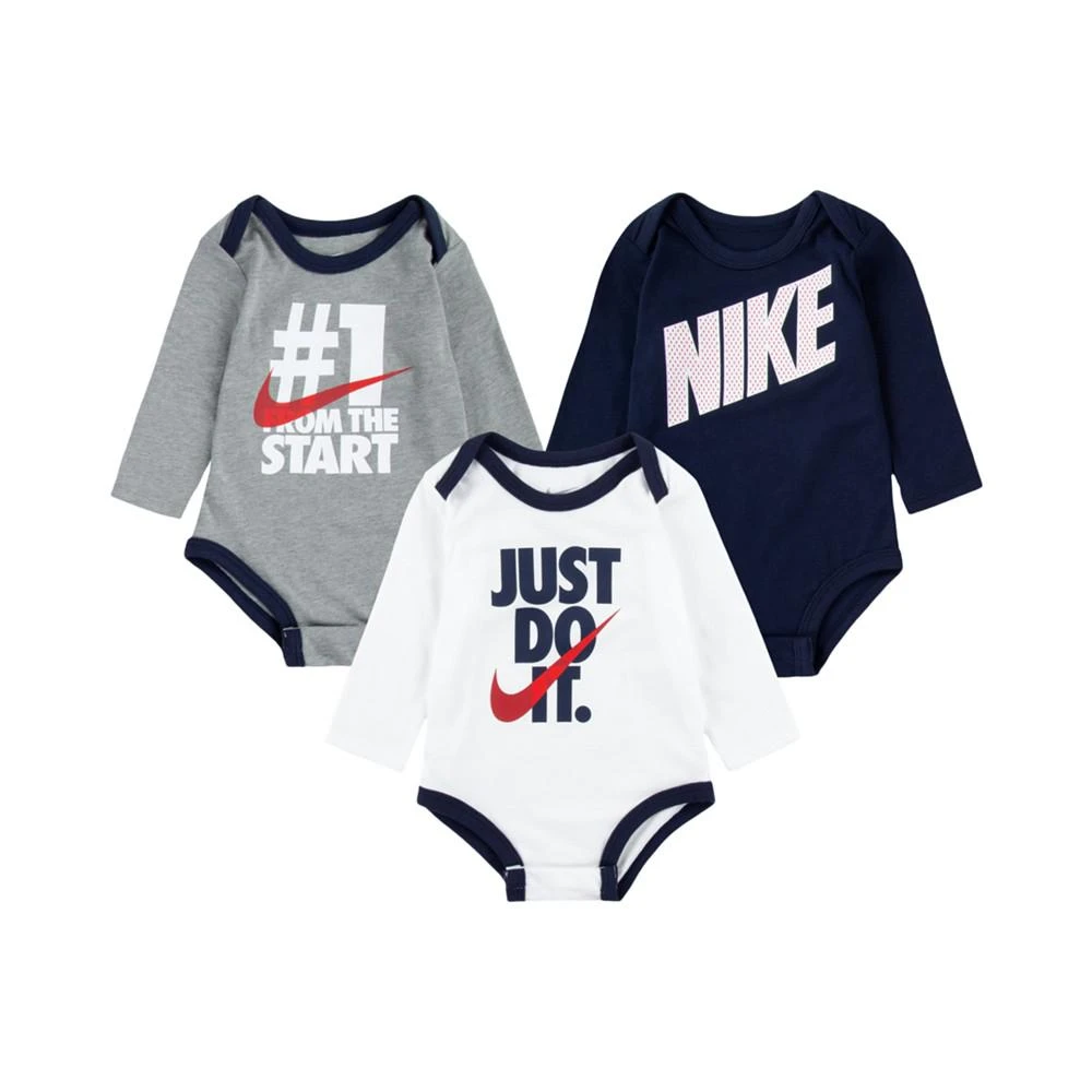 商品NIKE|Baby Boys Long Sleeve Bodysuit Set, 3 Pack,价格¥187,第1张图片