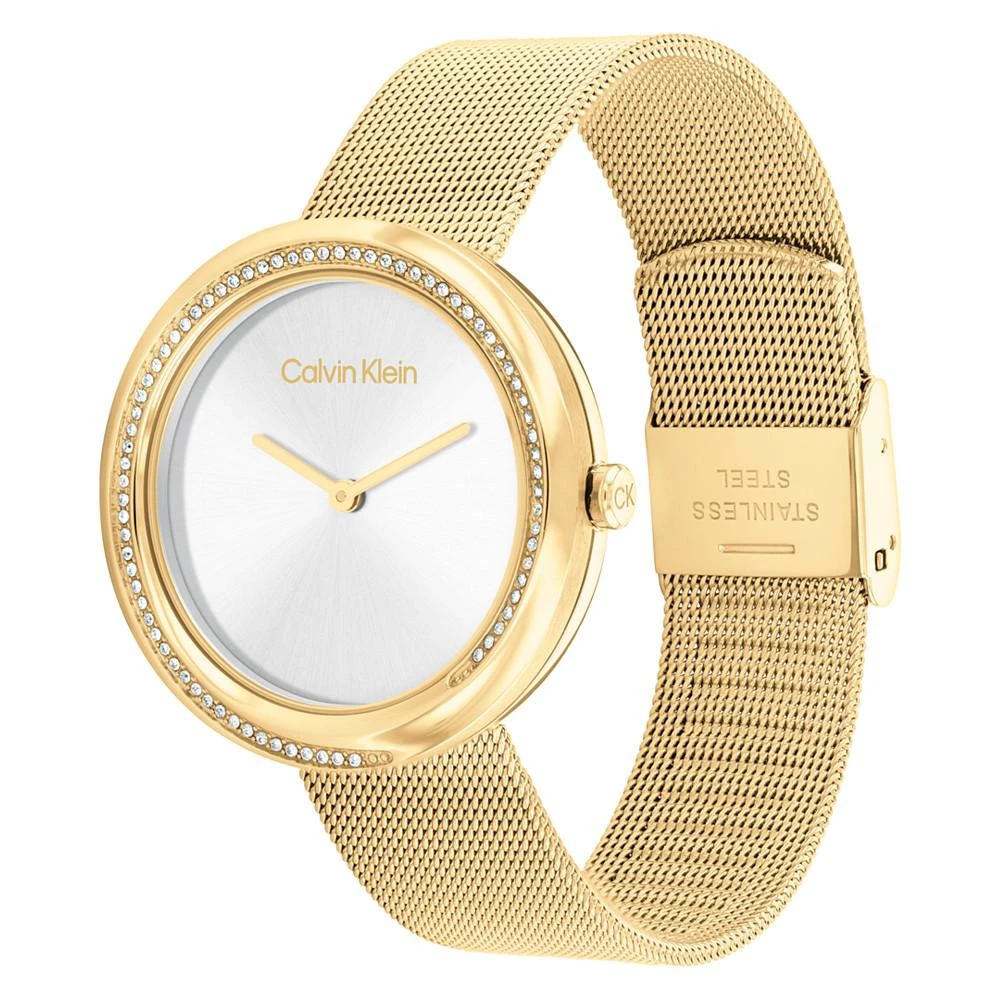 商品Calvin Klein|Women's Gold-Tone Stainless Steel Mesh Bracelet Watch 34mm,价格¥1426,第2张图片详细描述