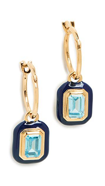 蓝色宝石和珐琅吊坠圈式耳环商品第4张图片规格展示
