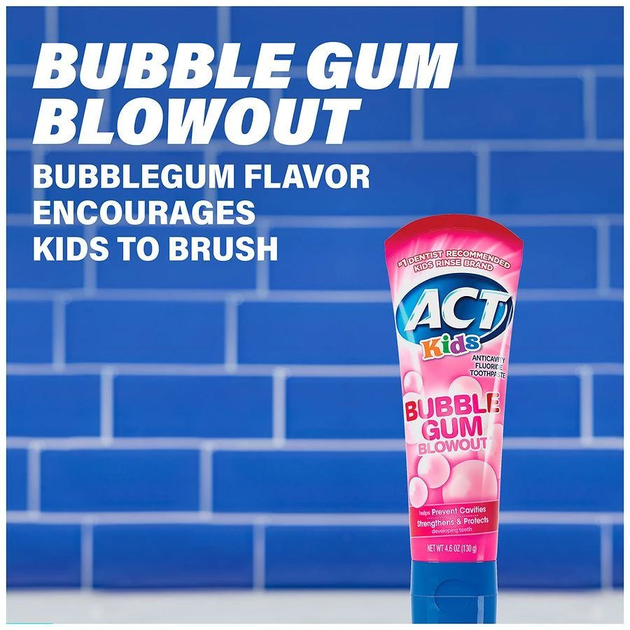 商品ACT|Kids Anticavity Fluoride Toothpaste Bubble Gum Blowout,价格¥30,第2张图片详细描述