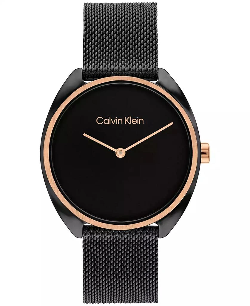 商品Calvin Klein|Women's Quartz Black Stainless Steel Mesh Bracelet Watch 34mm,价格¥857,第1张图片