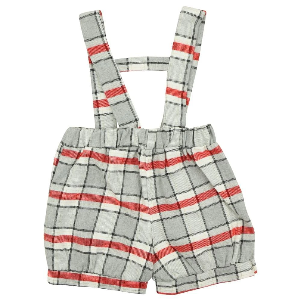 Grey White & Red Check Short Dungaree Set & Bow Tie 商品
