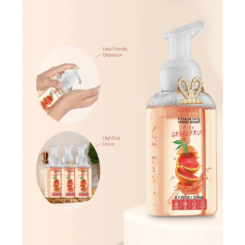 商品Lovery|Hand Foaming Soap in Pink Grapefruit, Moisturizing Hand Soap with Flawless Crystal Heart Bracelet - Hand Wash Set, 4 Piece,价格¥273,第4张图片详细描述