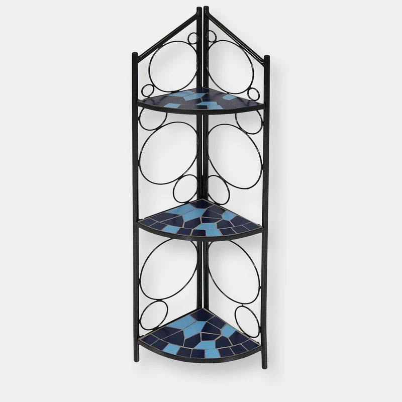 商品Sunnydaze Decor|3-Tier Folding Mosaic Plant Stand Corner Flower Pot Shelf,价格¥869,第1张图片