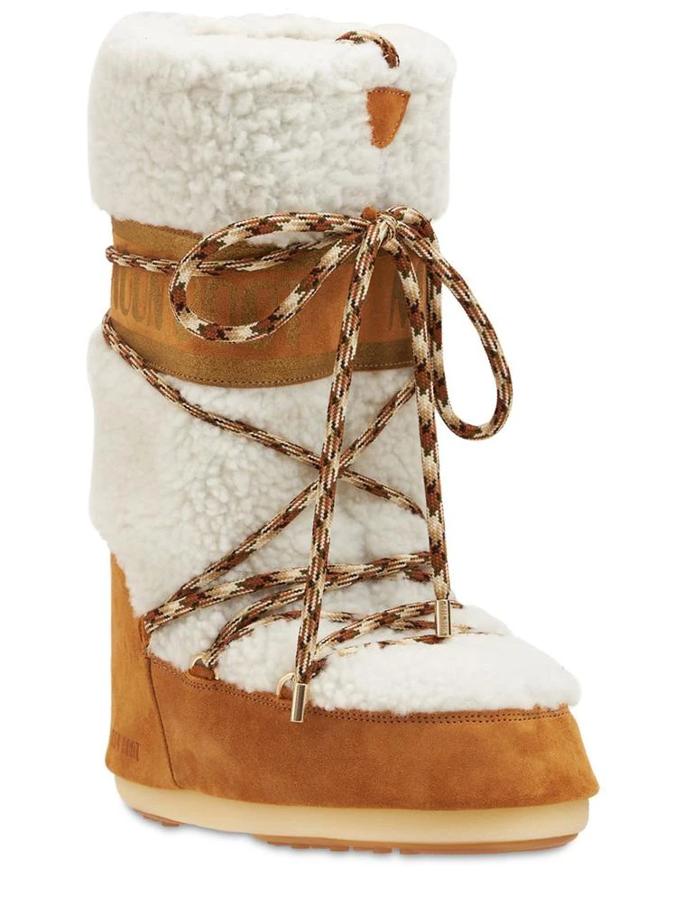 商品Moon Boot|Tall Icon Shearling & Suede Moon Boots,价格¥3212,第3张图片详细描述