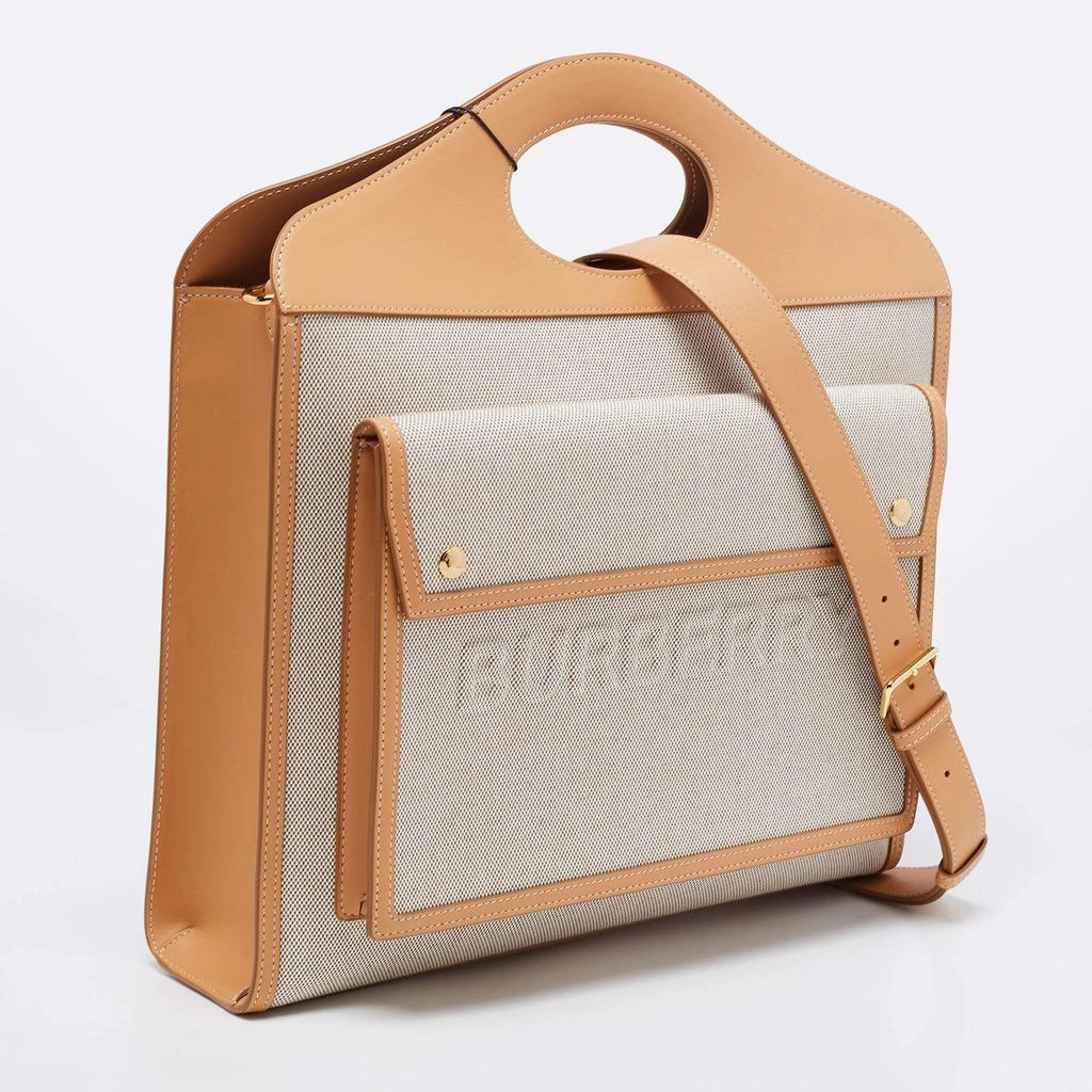 商品Burberry|Burberry Beige Canvas and Leather Medium Pocket Tote,价格¥6622,第3张图片详细描述