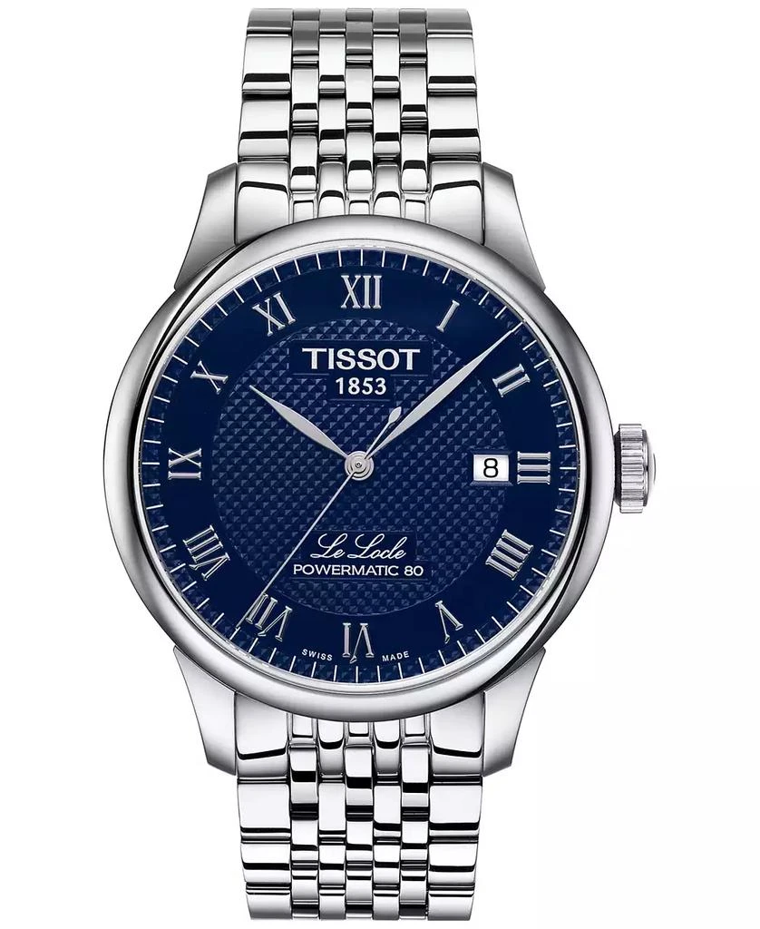 商品Tissot|Men's Le Locle Powermatic 80 Automatic Stainless Steel Bracelet Watch 39.3mm,价格¥5109,第1张图片