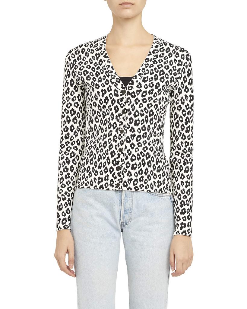 Leopard-Print Button-Front Cardigan商品第2张图片规格展示