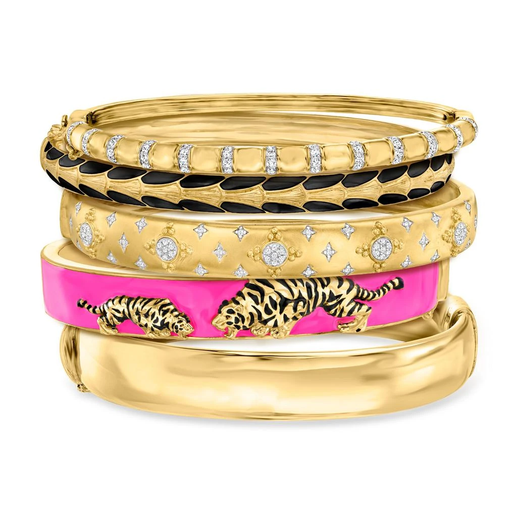 商品Ross-Simons|"Bright Stack" Of 5 Bangle Bracelets in 18kt Gold Over Sterling,价格¥11275,第1张图片