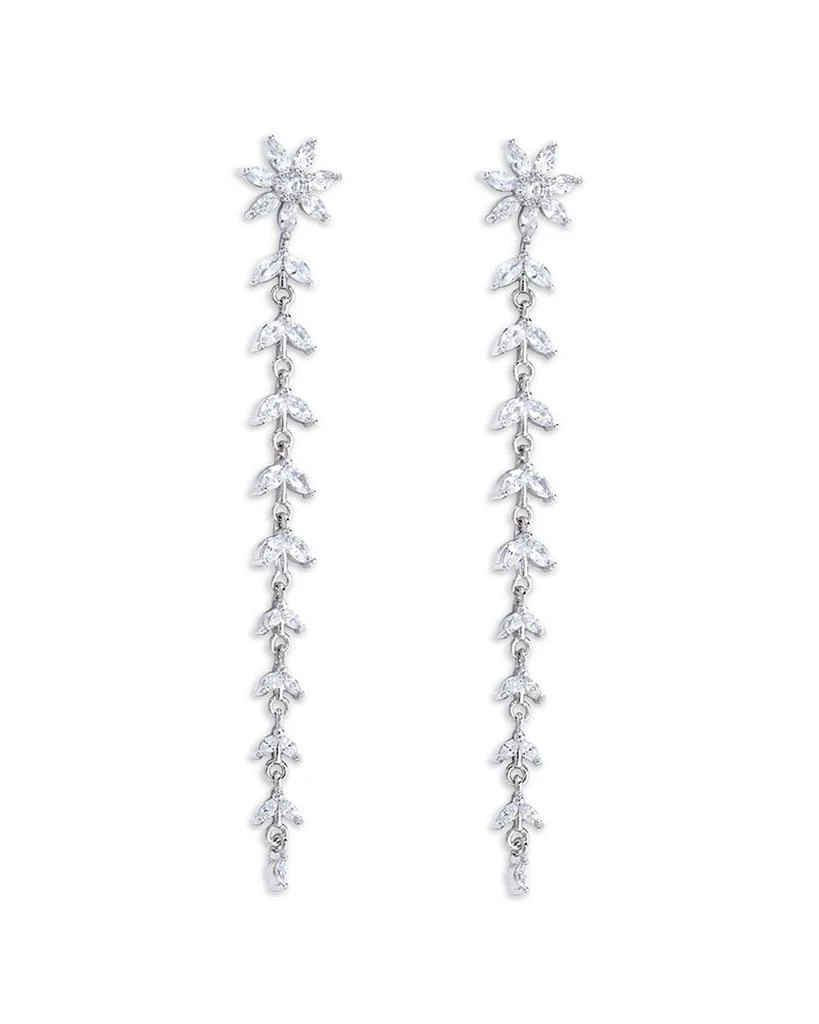 商品Shashi|Cubic Zirconia Flower Linear Drop Earrings in White Gold Plated,价格¥657,第1张图片详细描述
