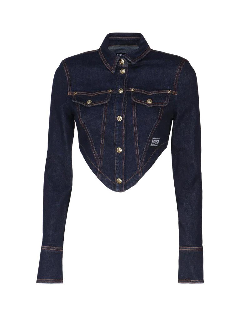 商品Versace|Versace Jeans Couture Long-Sleeved Cropped Denim Shirt,价格¥1349,第1张图片