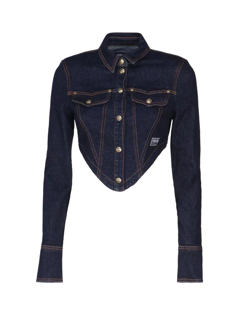 商品Versace|Versace Jeans Couture Long-Sleeved Cropped Denim Shirt,价格¥1576,第1张图片