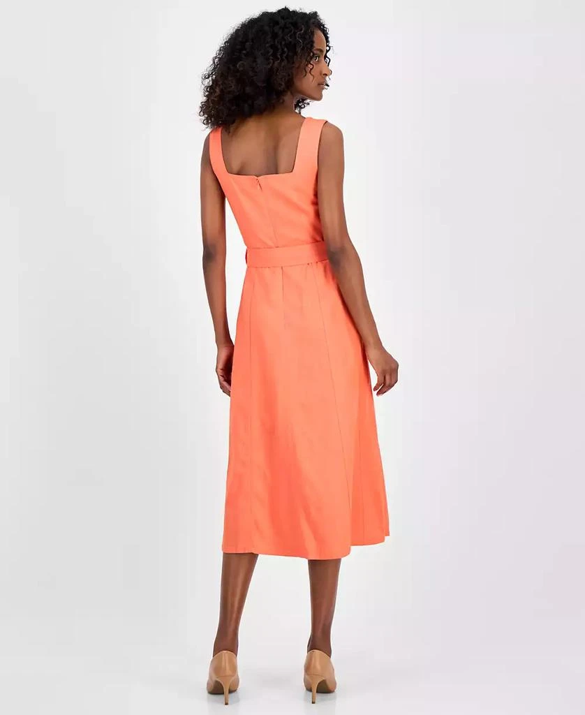 商品Tahari|Petite Square-Neck Belted Sleeveless Dress,价格¥425,第5张图片详细描述