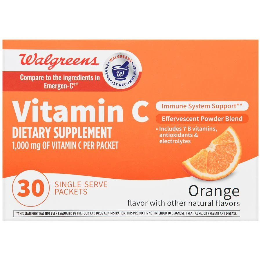 商品Walgreens|Vitamin C Effervescent Powder Blend Packets Orange,价格¥108,第2张图片详细描述