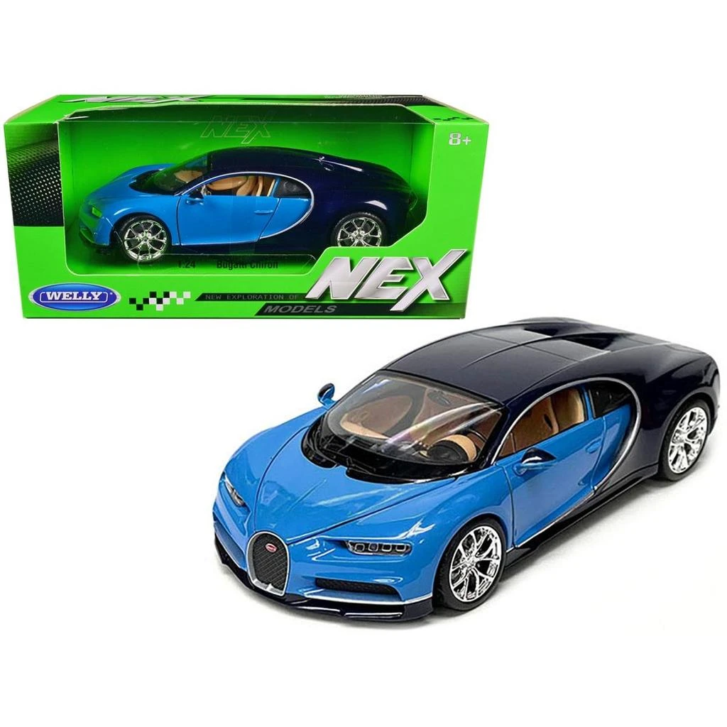 商品Welly|Bugatti Chiron Blue & Dark Blue Two-Tone NEX Models Series 1-24 Diecast Model Car,价格¥335,第1张图片