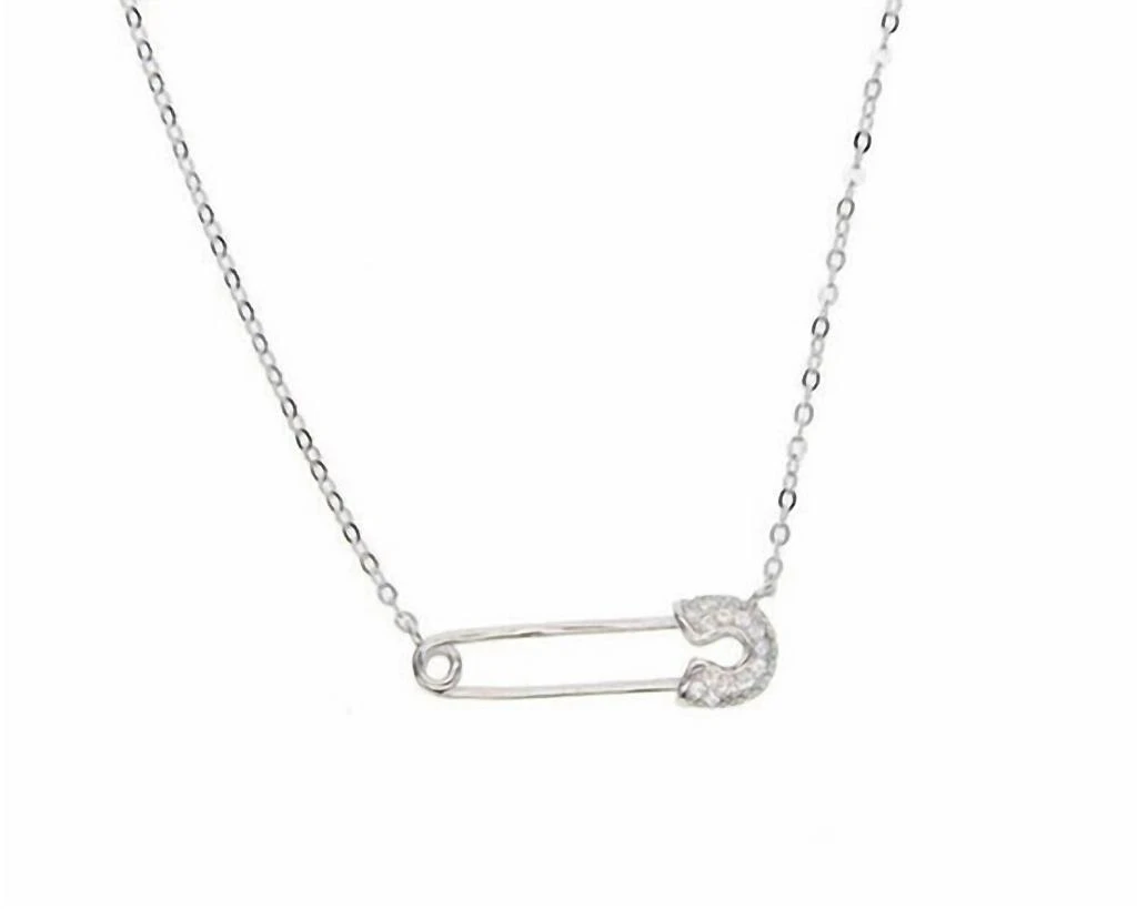 商品Melinda Maria|Safety Pin Necklace In Silver,价格¥156,第1张图片